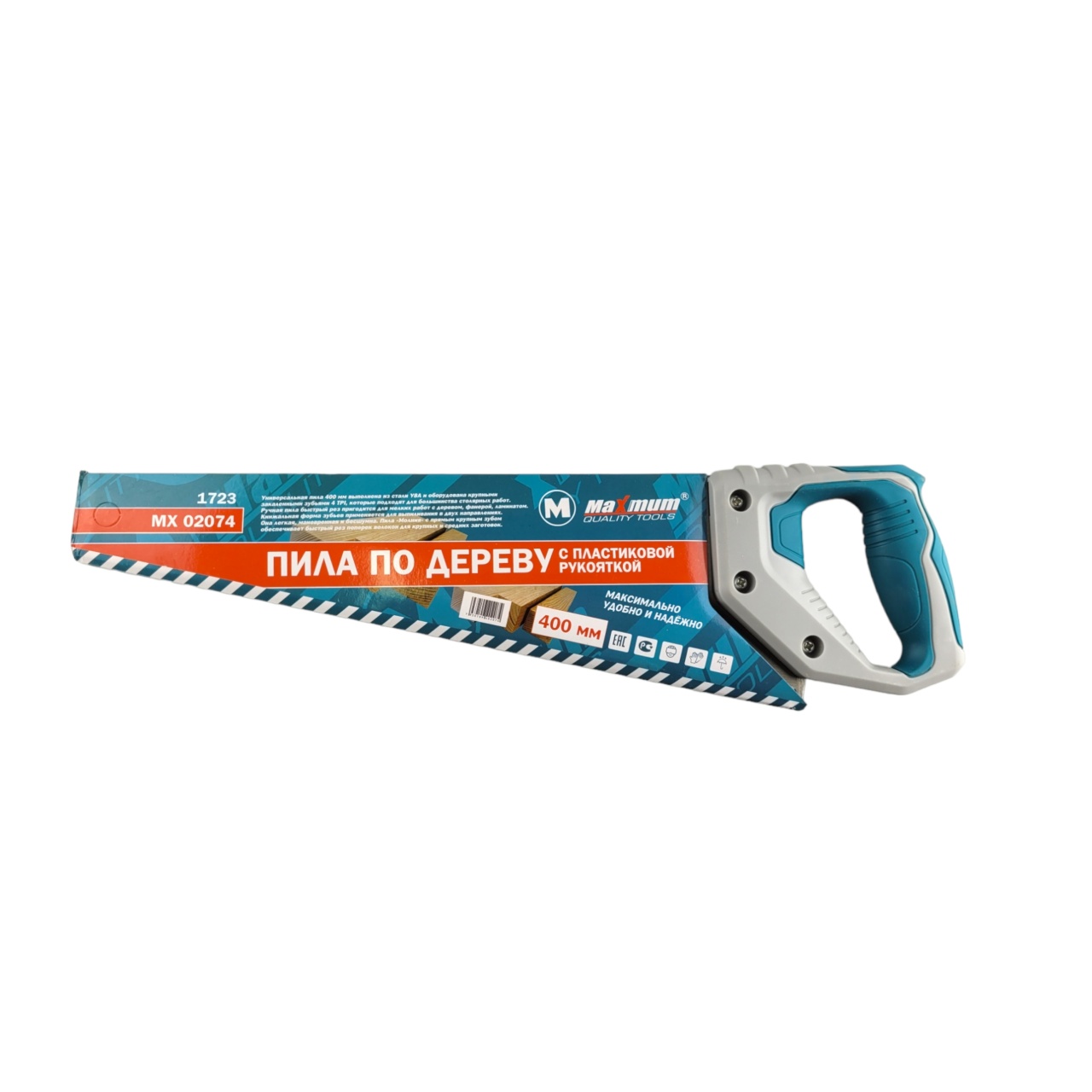 пила по дереву чистый рез 400 мм, с пластиковой рукояткой, 1723, "maximum" mx 02074 оптом